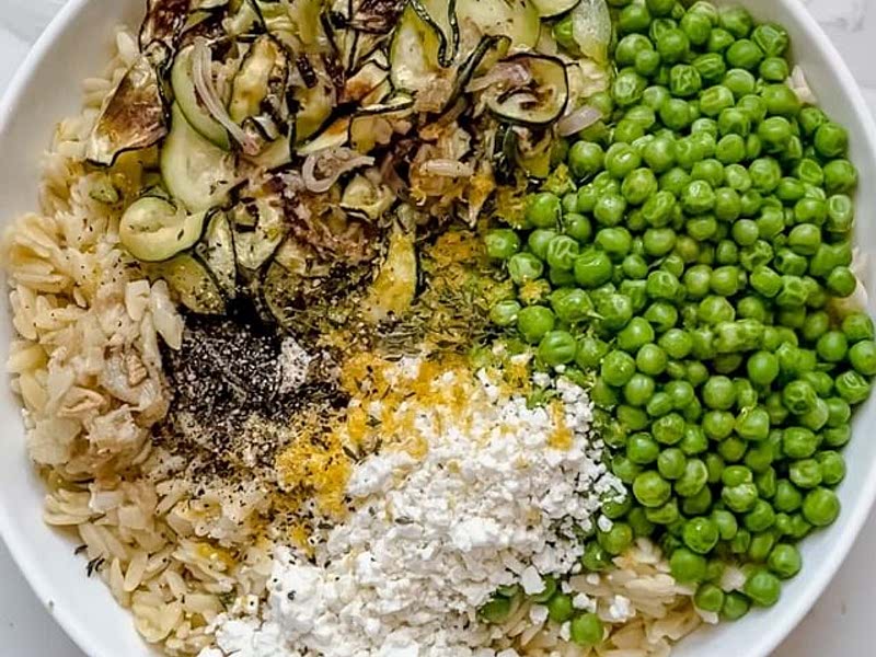 Zucchini, Pea & Goat Cheese Orzo Salad Recipe Samsung Food