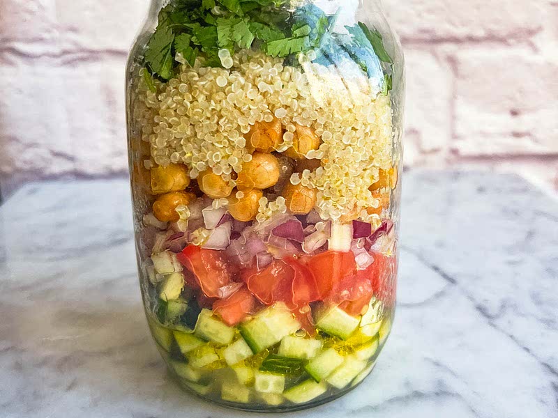 HighProtein Chickpea Quinoa Salad Jars Recipe Samsung Food