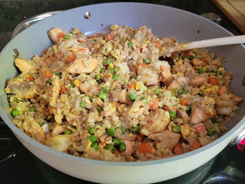 Butter Garlic Salmon and Shrimp Fried Rice Recipe Samsung Food