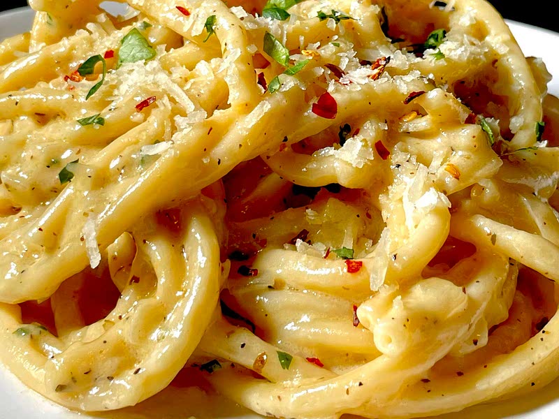 White Wine Garlic Butter Bucatini Recipe Whisk