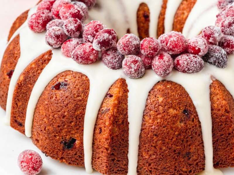 Orange Cranberry Cake With Glaze - The Curly Spoon