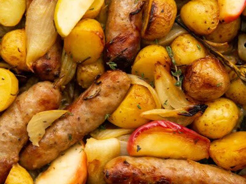 Sticky Honey Mustard Sausage Tray Bake Recipe Samsung Food