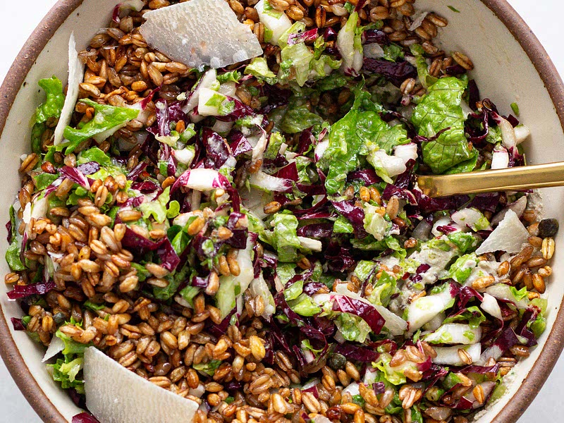 Crispy Farro Salad with Walnut Mustard Cream Recipe Samsung Food