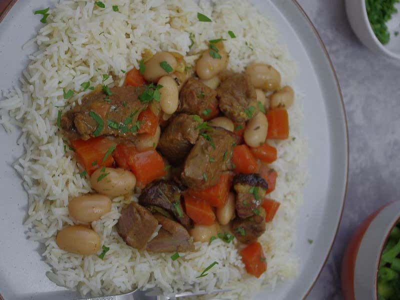 Braised lamb with butter beans and carrots Recipe Samsung Food