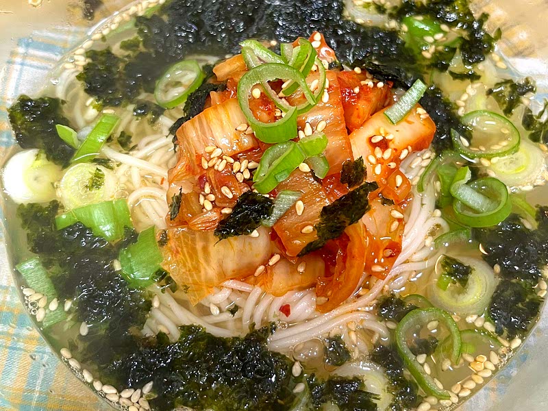 Kimchi Anchovy Noodle Soup (Janchi Guksoo/Banquet Noodles) Recipe