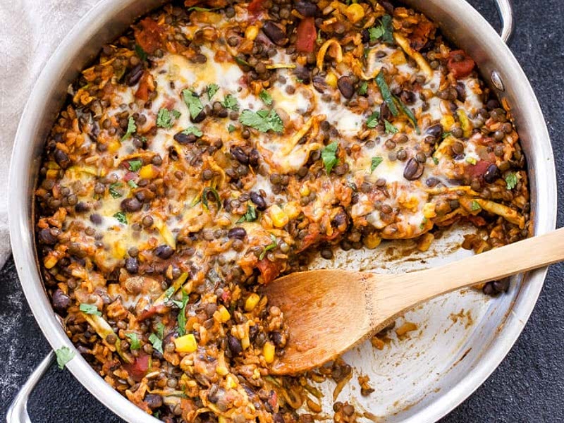 One Pot Cheesy Mexican Lentils, Black Beans and Rice Recipe Samsung Food