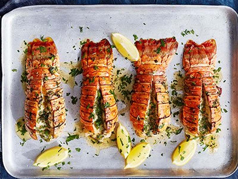 Grilled lobster tails with lemon & herb butter Recipe Samsung Food