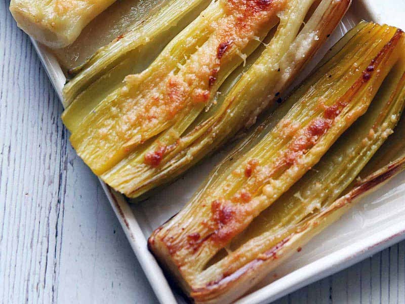 Roasted Leeks with Olive Oil and Parmesan Recipe Samsung Food