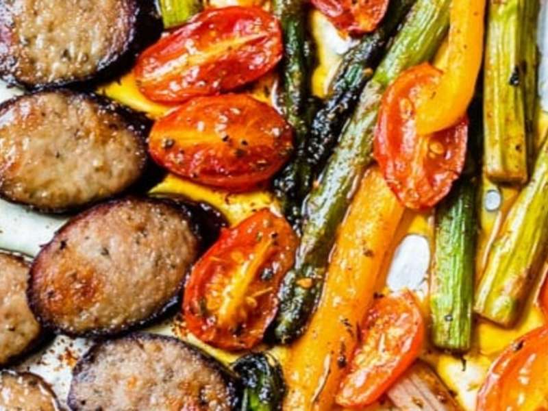 Low-Carb (Keto) Kielbasa Veggie Sheet Pan Dinner - Skinnytaste