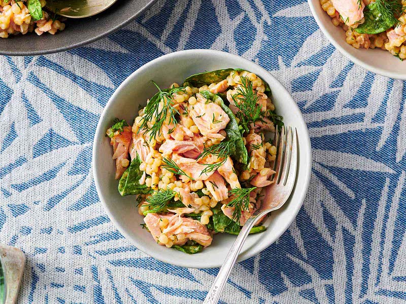 Warm Couscous Salad With Salmon and MustardDill Dressing Recipe Whisk