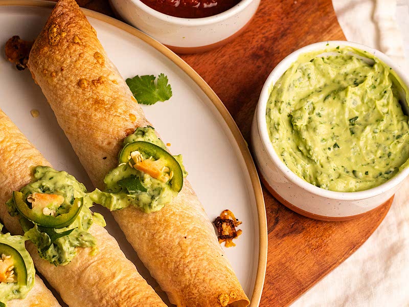 Crispy Baked Buffalo Chickpea Taquitos Recipe Samsung Food