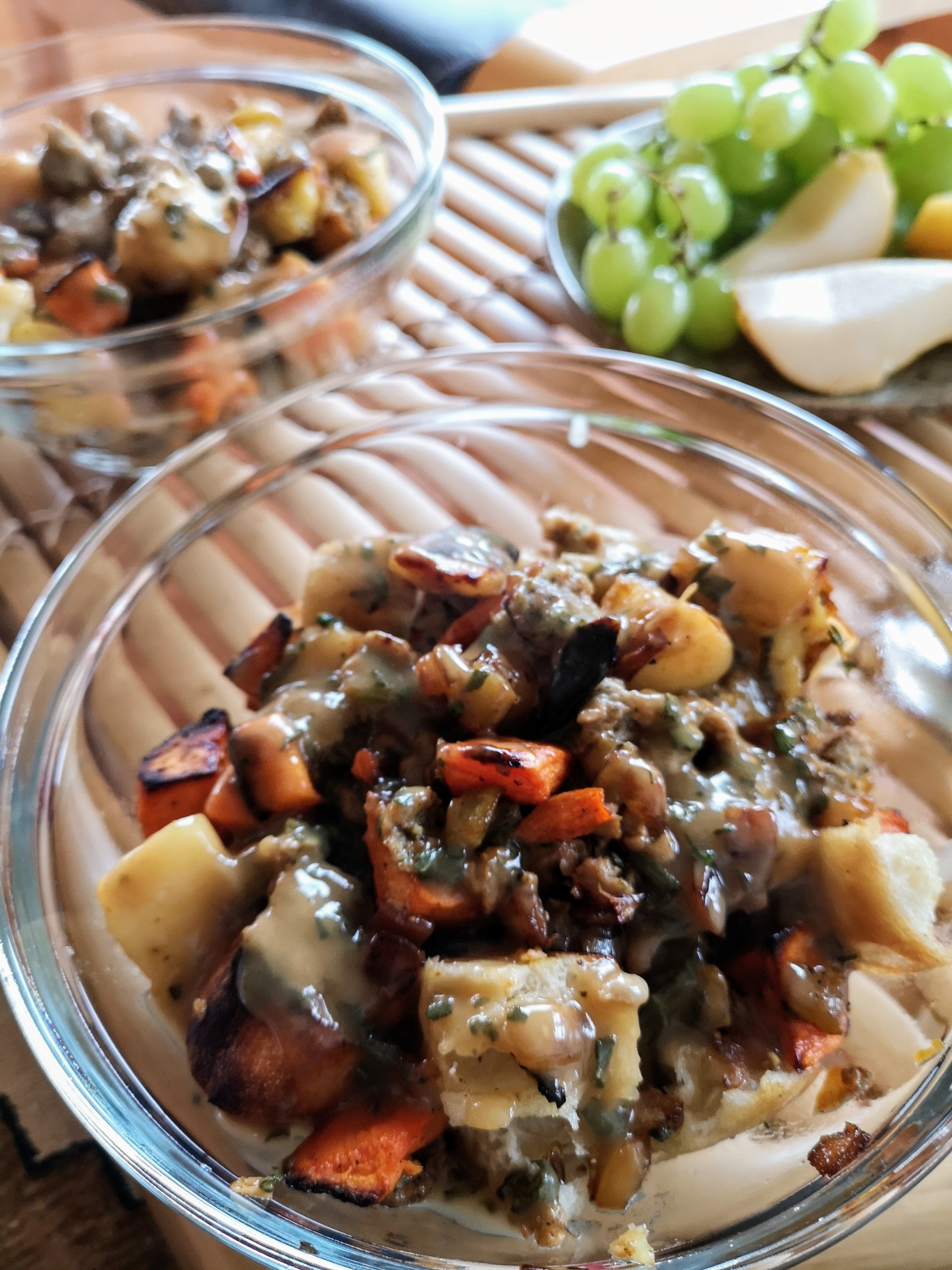 Sausage-Apple Stuffing Bowl with Sage Gravy Recipe - Whisk