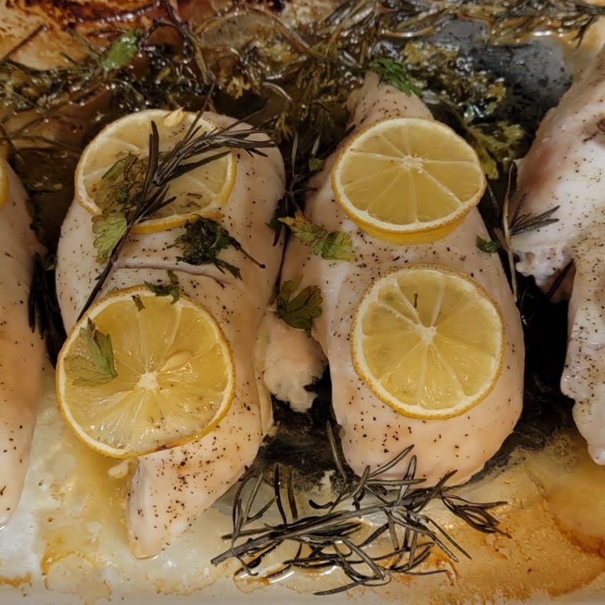 Baked chicken with lemon and fresh herbs Recipe Samsung Food