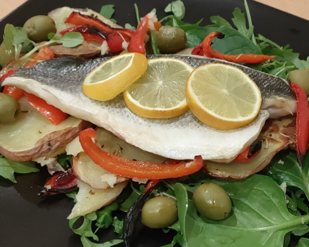 Roast Sea Bass And Vegetable Traybake Recipe Whisk