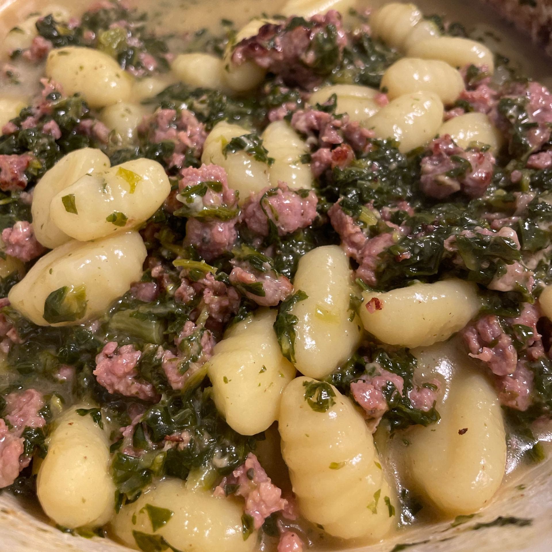 Sausage, kale & gnocchi onepot Recipe Samsung Food