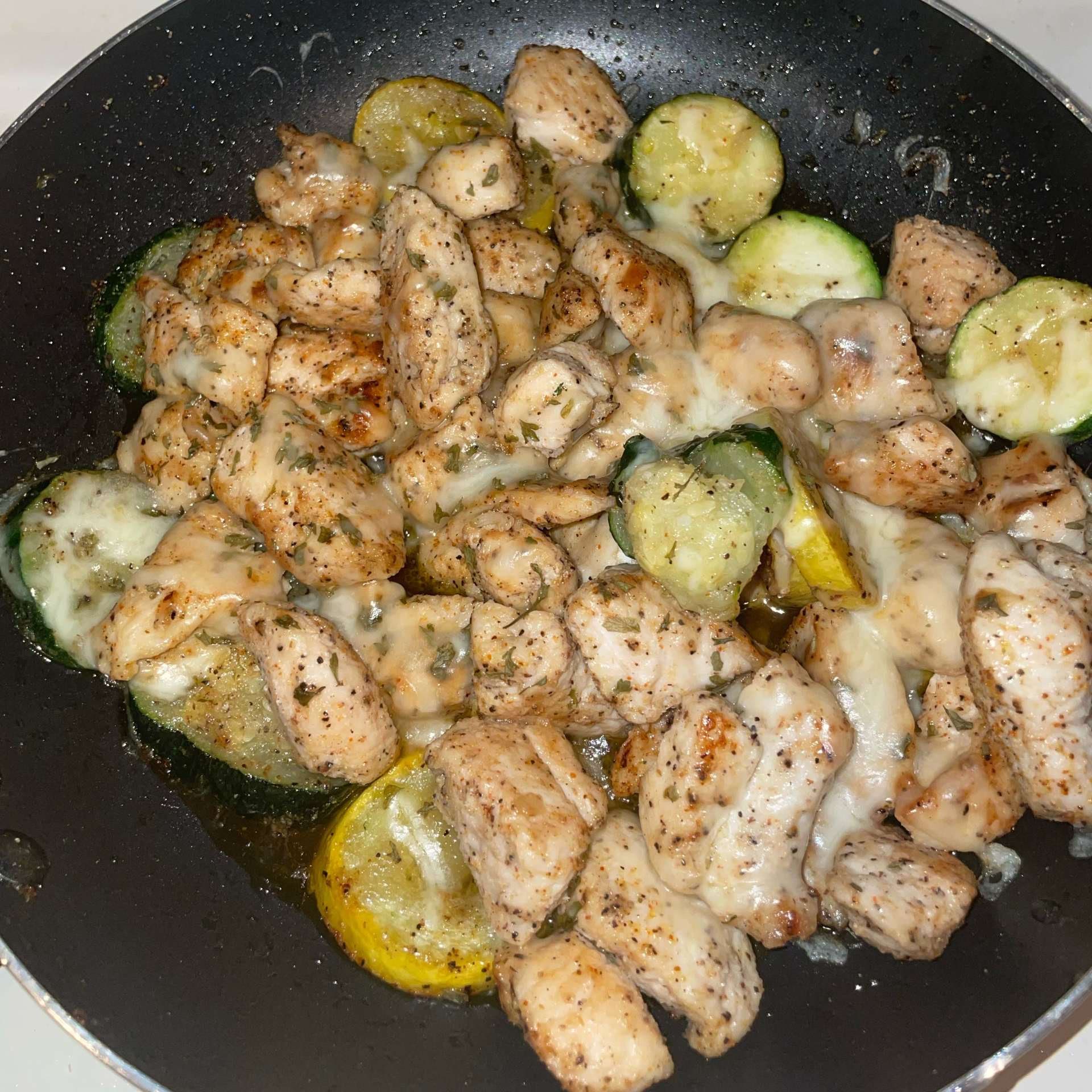 Skillet Lemon Parmesan Chicken with Zucchini and Squash Recipe