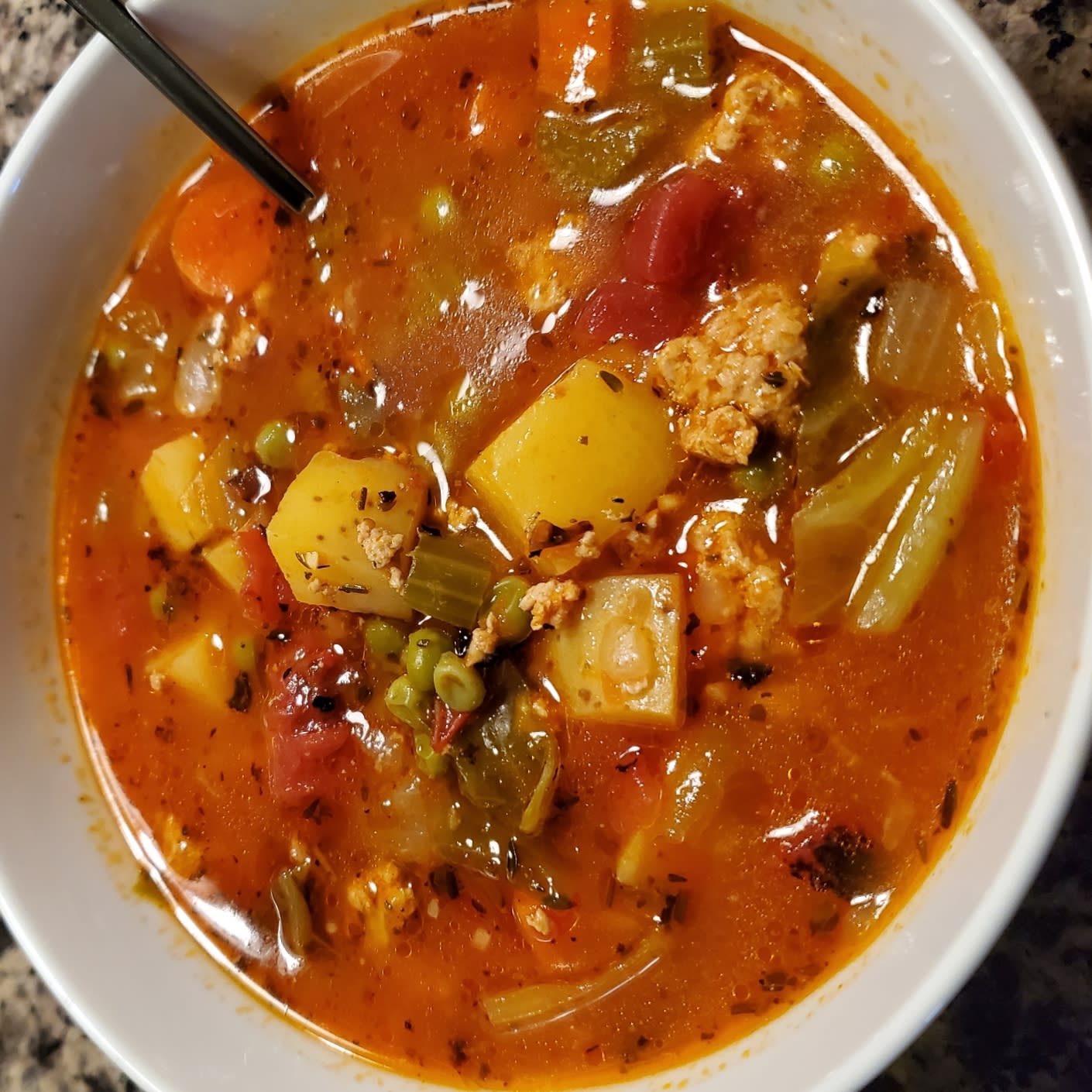 Ground Turkey + Veggie Loaded Soup