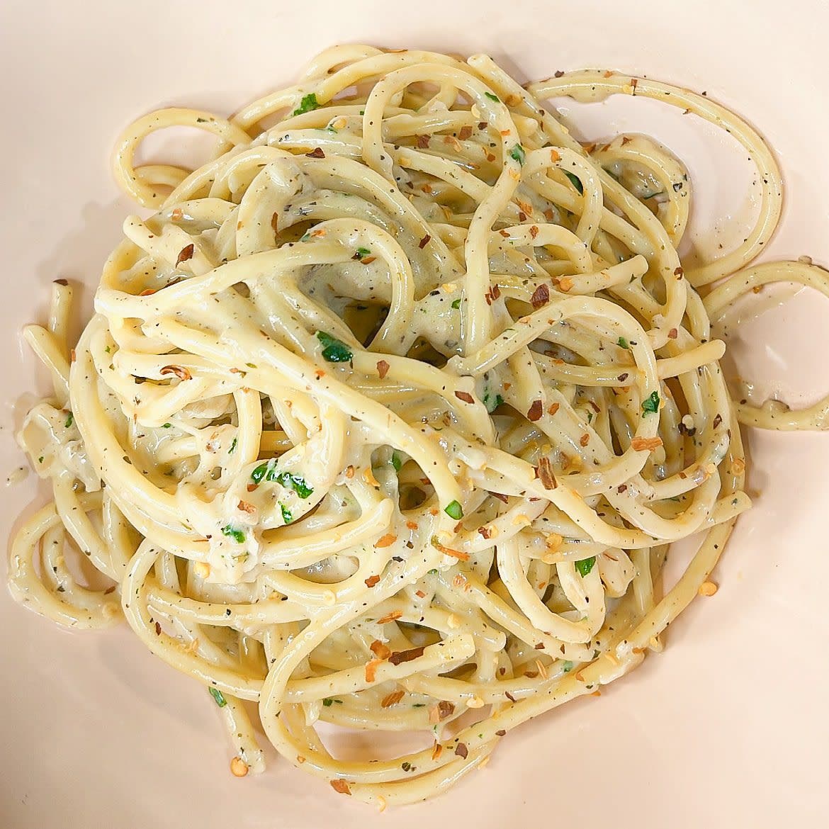 White Wine Garlic Butter Bucatini Recipe Whisk