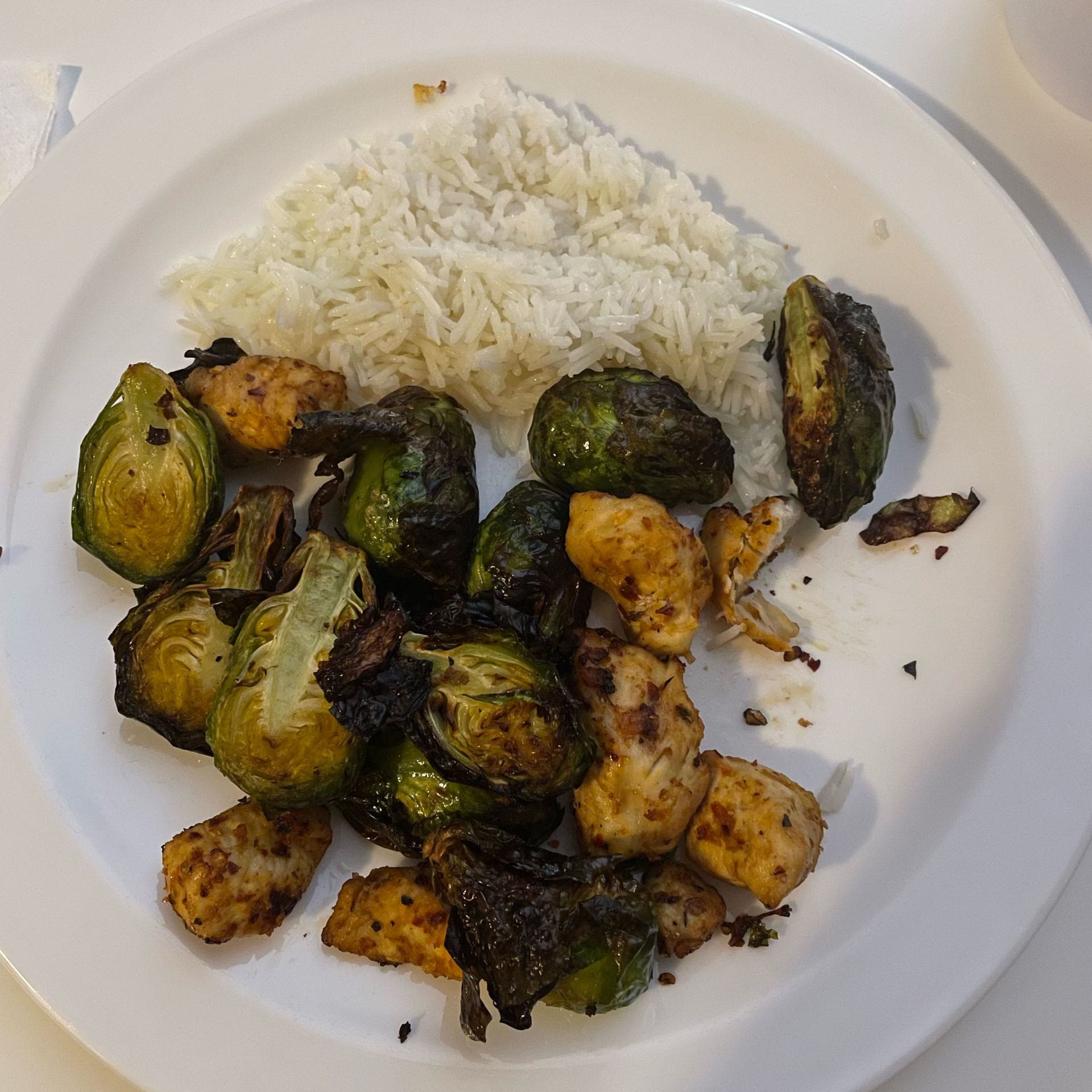 Air Fryer Sweet Chili Chicken and Brussels Sprouts Recipe Samsung Food