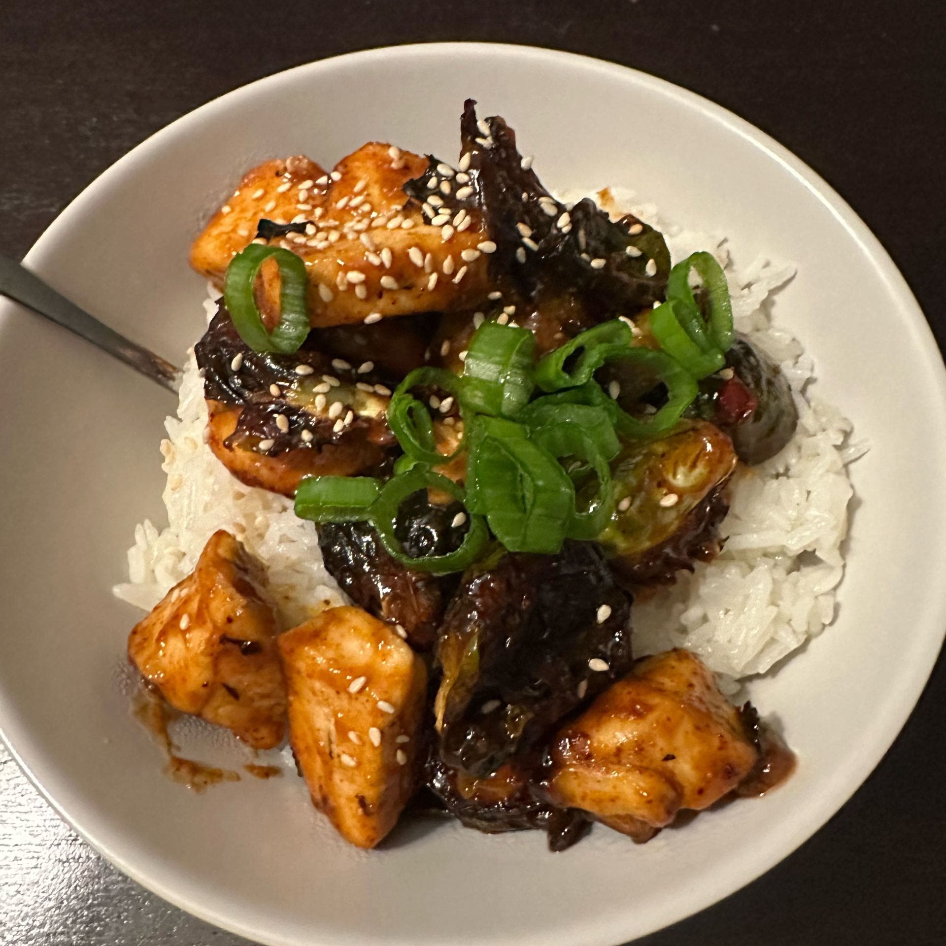 Air Fryer Sweet Chili Chicken and Brussels Sprouts Recipe Samsung Food