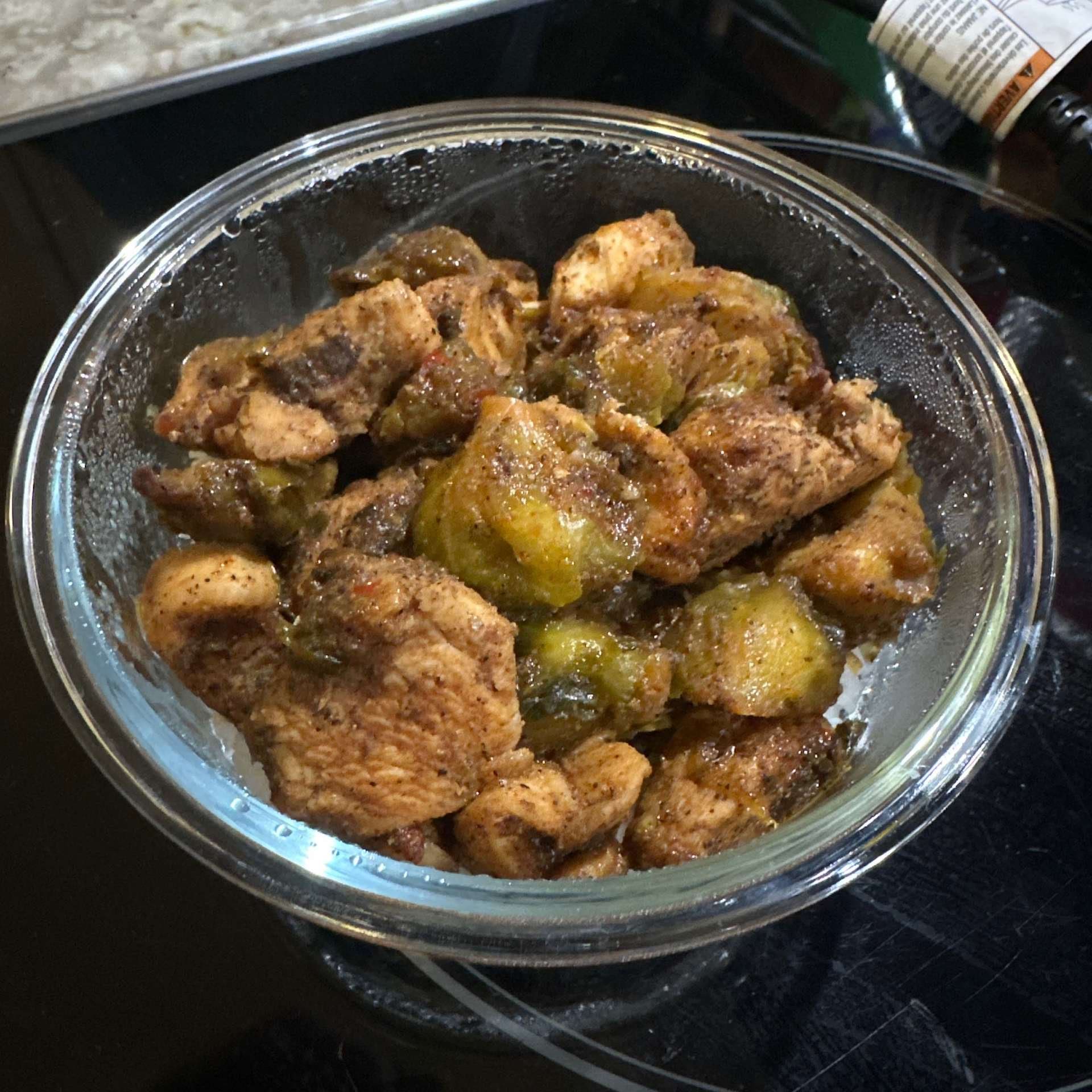 Air Fryer Sweet Chili Chicken and Brussels Sprouts Recipe Samsung Food