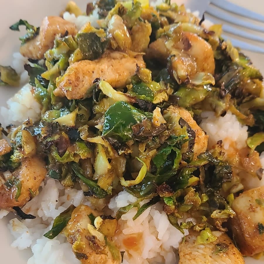 Air Fryer Sweet Chili Chicken and Brussels Sprouts Recipe Samsung Food